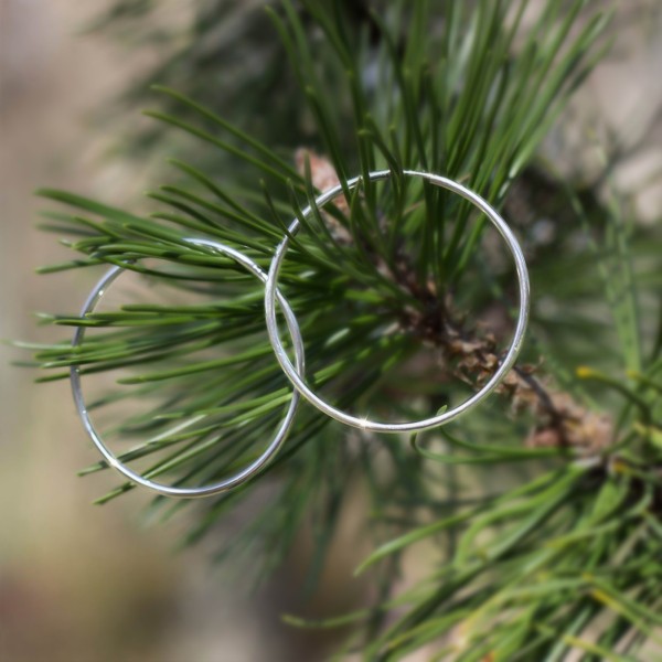 Ohrringe, Creolen, Weißgold 585 / 14K, Außendurchmesser 50 mm, Breite 2 mm, Gewicht ca. 2.0 g