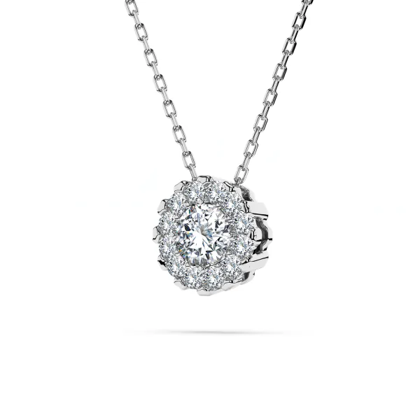 Diamantanhänger in 0,1 Karat, Weißgold 585 / 14 Karat, mit einer 585ger Goldkette in 45 (42+3) cm lang, Gewicht ca. 1,7 g.