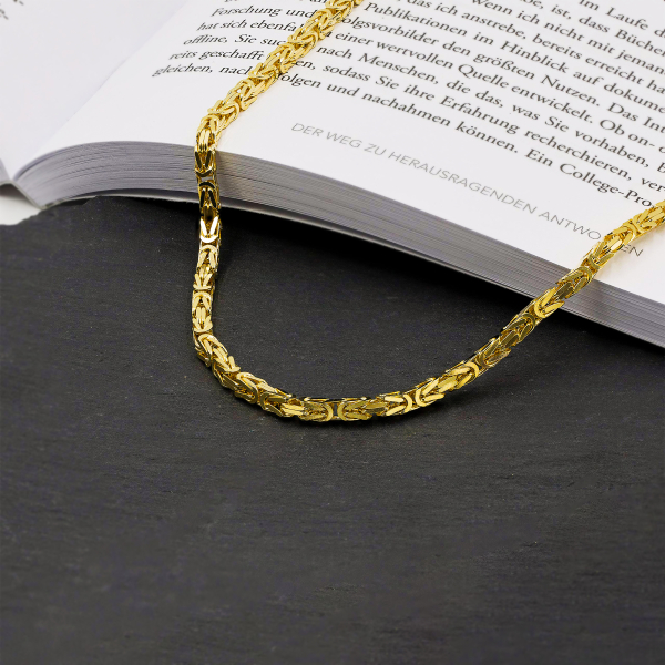 Goldkette als Königskette in Gelbgold 585 / 14K, 85 cm lang, 3,2 mm breit, Gewicht ca. 62.0 g.