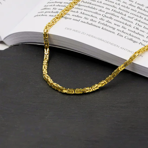Goldkette als Königskette in Gelbgold 585 / 14K, 85 cm lang, 3,2 mm breit, Gewicht ca. 62.0 g.