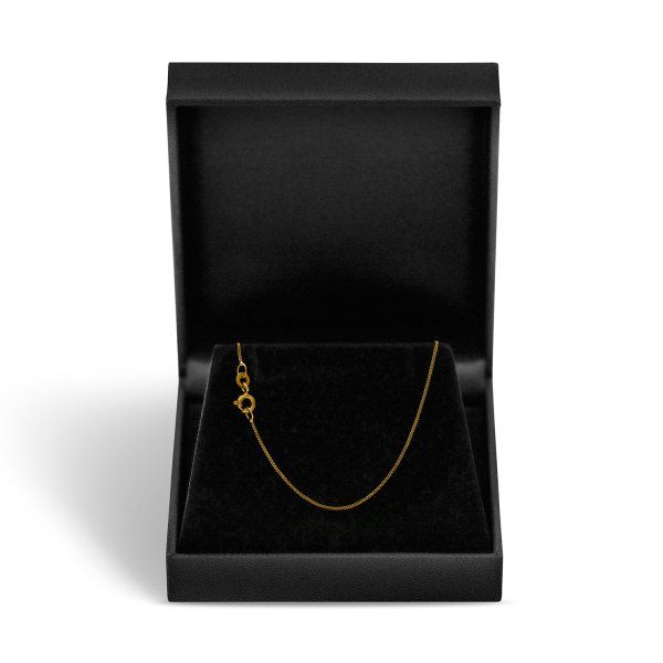 Goldkette als Panzerkette flach in Gelbgold 375 / 9K, 40 cm lang, 0,8 mm breit, Gewicht ca. 1 g.