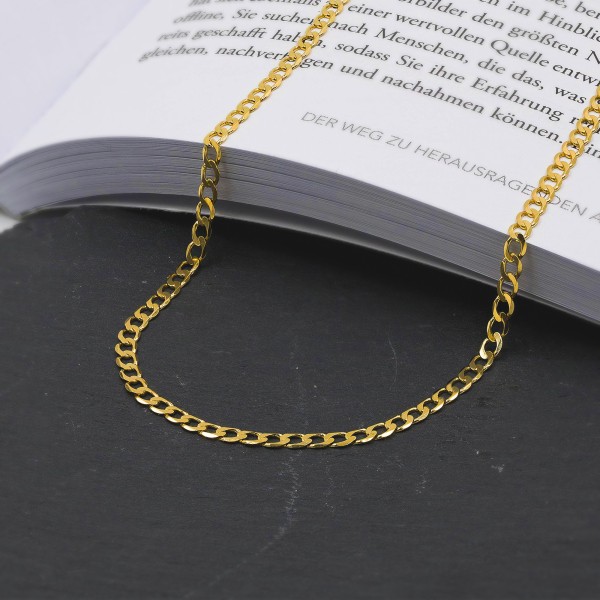 Goldkette als Panzerkette facettiert in Gelbgold 375 / 9 Karat, 36 cm lang, 3.1 mm breit, Gewicht ca. 4.2 g.