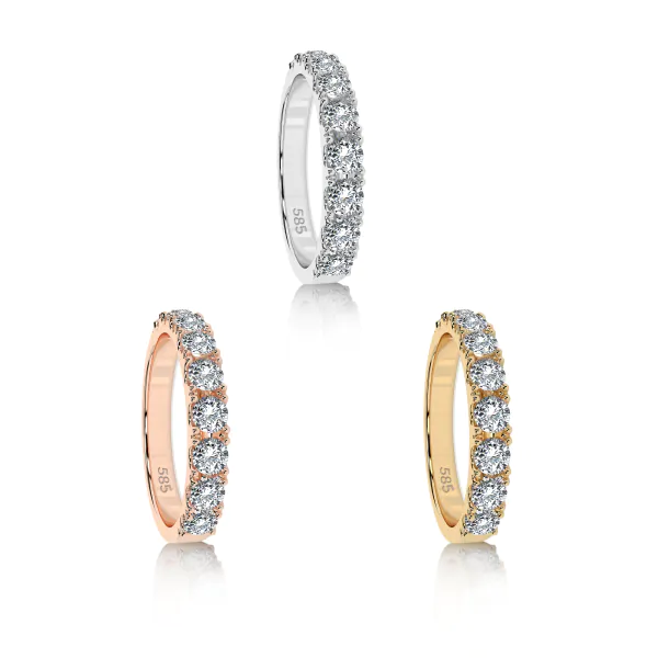 0,78 Karat Diamant Memoire Ring mit 9 Diamanten, Weißgold 585 / 14K, Weite 49 mm, Gewicht ca.