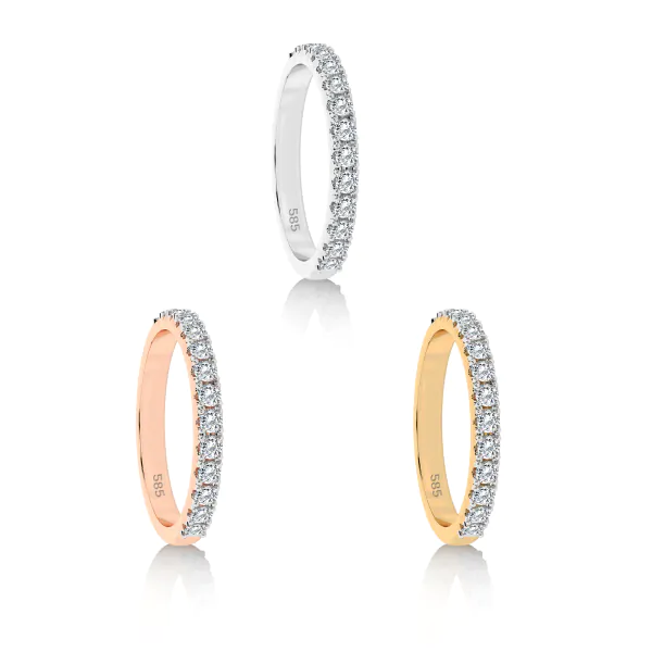 0,42 Karat Diamant Verlobungsring mit 14 Diamanten, Gelbgold 585 / 14K, Weite 61 mm, Gewicht ca. 2.1 g.