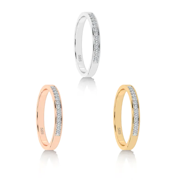 0,11 Karat Diamant Memoire Ring mit 13 Diamanten, Weißgold 585 / 14K, Weite 54 mm, Gewicht ca.
