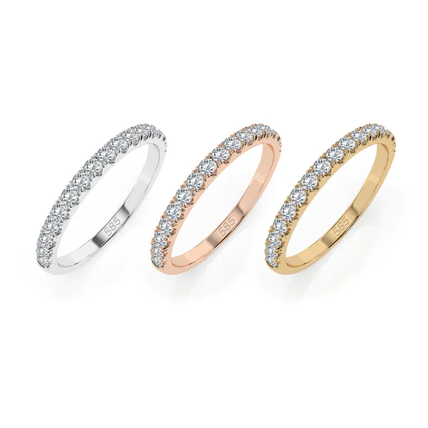 0,34 Karat Diamant Memoire Ring mit 17 Diamanten, Weißgold 585 / 14K, Weite 49 mm, Gewicht ca.