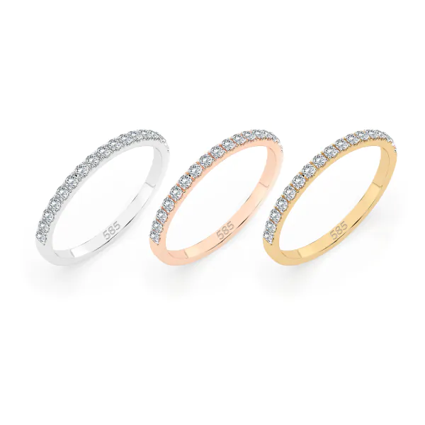 0,26 Karat Diamant Memoire Ring mit 17 Diamanten, Gelbgold 585 / 14K, Weite 64 mm, Gewicht ca. 