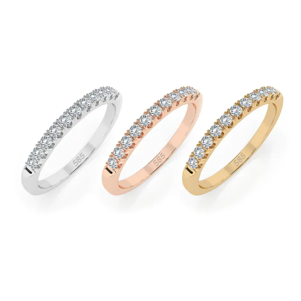 0,22 Karat Diamant Memoire Ring mit 11 Diamanten, Gelbgold 585 / 14K, Weite 56 mm, Gewicht ca. 