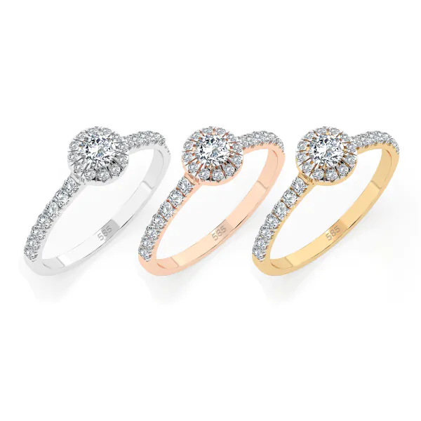 0,29+0,25 Karat Diamant Verlobungsring mit 30 Diamanten, Weißgold 585 / 14K, Weite 60 mm, Gewicht ca. 1.6 g.