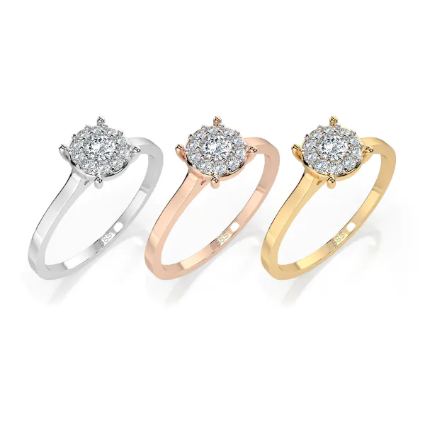0,15 Karat Diamant Verlobungsring mit 11 Diamanten, Weißgold 585 / 14K, Weite 70 mm, Gewicht ca. 1.7 g.