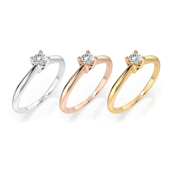 0,10 Karat Diamant Verlobungsring mit 1 Diamanten, Weißgold 585 / 14K, Weite 70 mm, Gewicht ca. 1.7 g.