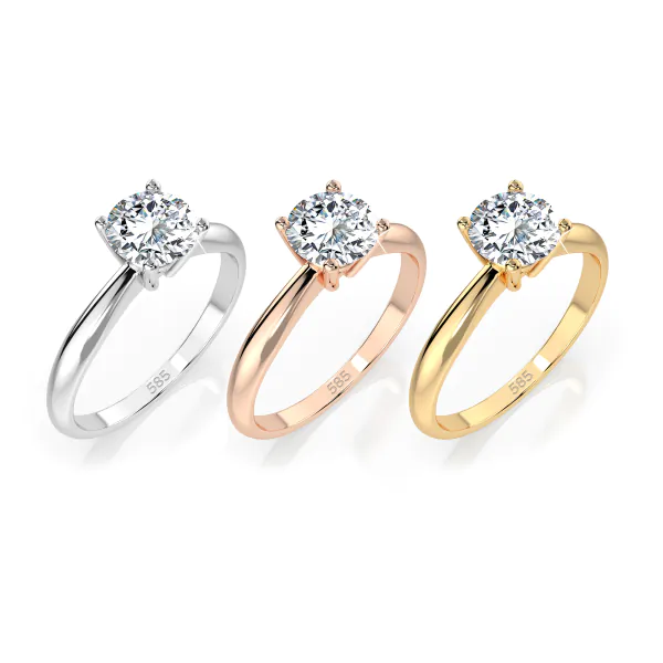 0,5 Karat Diamant Verlobungsring mit 1 Diamanten, Rotgold 585 / 14K, Weite 56 mm, Gewicht ca. 1.9 g.