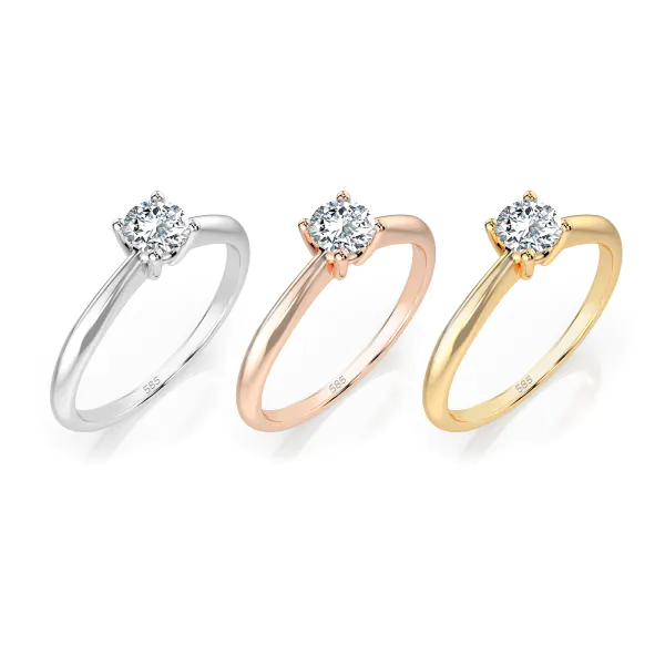 0,20 Karat Diamant Verlobungsring mit 1 Diamanten, Weißgold 585 / 14K, Weite 58 mm, Gewicht ca. 1.7 g.