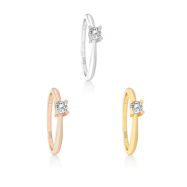 0,06 Karat Diamant Verlobungsring mit 1 Diamanten, Weißgold 585 / 14K, Weite 70 mm, Gewicht ca. 1.75 g.