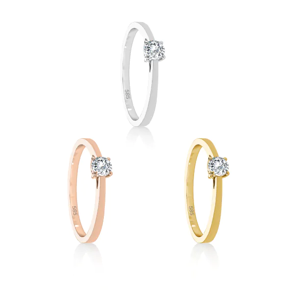 0,20 Karat Diamant Verlobungsring mit 1 Diamanten, Weißgold 585 / 14K, Weite 70 mm, Gewicht ca. 1.5 g.