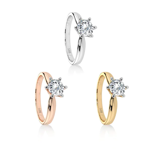 0,5 Karat Diamant Verlobungsring mit 1 Diamanten, Weißgold 585 / 14K, Weite 70 mm, Gewicht ca. 2.1 g.