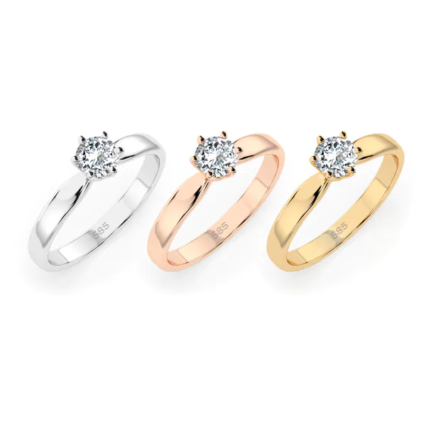 0,30 Karat Diamant Verlobungsring mit 1 Diamanten, Rotgold 585 / 14K, Weite 47 mm, Gewicht ca. 1.8 g.