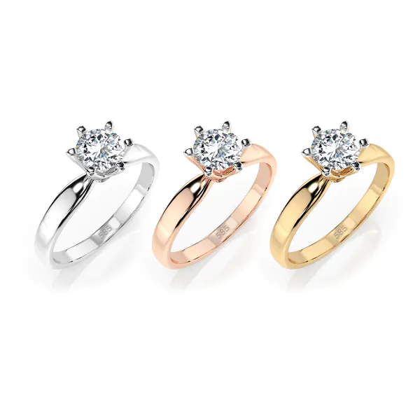 0,40 Karat Diamant Verlobungsring mit 1 Diamanten, Weißgold 585 / 14K, Weite 64 mm, Gewicht ca. 2.1 g.