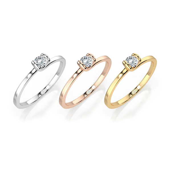 0,15 Karat Diamant Verlobungsring mit 1 Diamanten, Gelbgold 585 / 14K, Weite 71 mm, Gewicht ca. 1.4 g.
