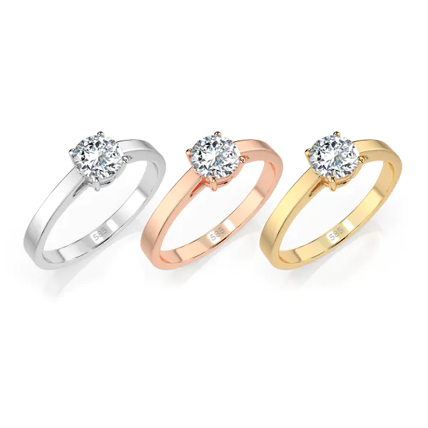 0,40 Karat Diamant Verlobungsring mit 1 Diamanten, Rotgold 585 / 14K, Weite 59 mm, Gewicht ca. 1.6 g.