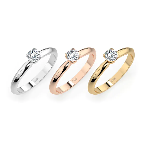 0,15 Karat Diamant Verlobungsring mit 1 Diamanten, Weißgold 585 / 14K, Weite 70 mm, Gewicht ca. 1.9 g.