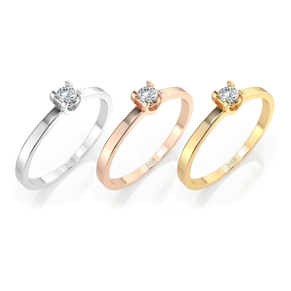 0,10 Karat Diamant Verlobungsring, Weißgold 585 / 14K, Weite 70 mm, Gewicht ca. 1.3 g.
