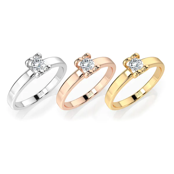 0,15 Karat Diamant Verlobungsring mit 1 Diamanten, Weißgold 585 / 14K, Weite 70 mm, Gewicht ca. 2.0 g.