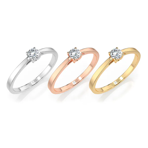 0,15 Karat Diamant Verlobungsring, Gelbgold 585 / 14K, Weite 71 mm, Gewicht ca. 1.4 g.