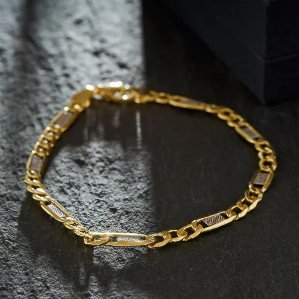 Armband als Fantasiekette Bicolor in Gelbgold / Weißgold 333 / 8K, 18 cm lang, 3.5 mm breit, Gewicht ca. 1.7 g