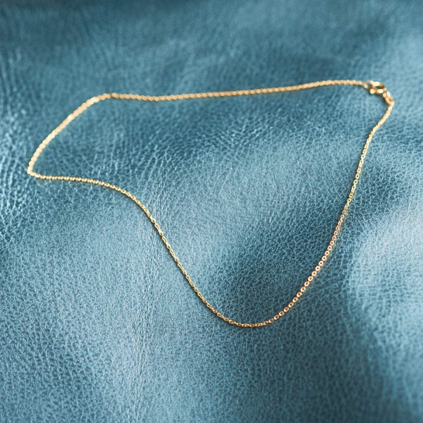 Goldkette als Ankerkette diamantiert in Gelbgold 585 / 14K, 38 cm lang, 1,3 mm breit, Gewicht ca. 2.1 g.