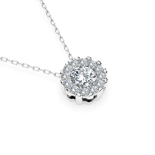 Diamantanhänger in 0,1 Karat, Weißgold 585 / 14 Karat, mit einer 585ger Goldkette in 45 (42+3) cm lang, Gewicht ca. 1,7 g.