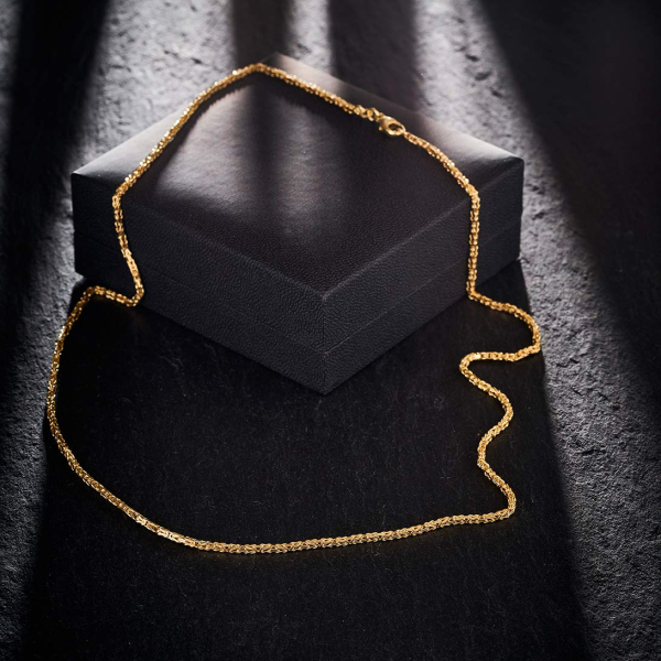 Goldkette als Königskette in Gelbgold 585 / 14K, 45 cm lang, 1,8 mm breit, Gewicht ca. 10.6 g.