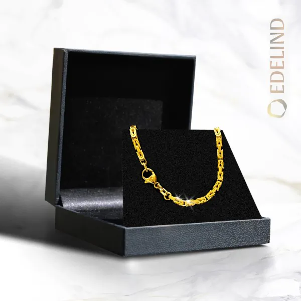 Goldkette als Königskette in Gelbgold 585 / 14K, 55 cm lang, 3,2 mm breit, Gewicht ca. 40.8 g.