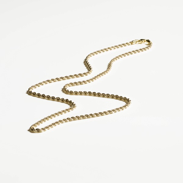 Goldkette als Kordelkette hohl in Gelbgold 375 / 9K, 50 cm lang, 2,1 mm breit, Gewicht ca. 2.6 g.