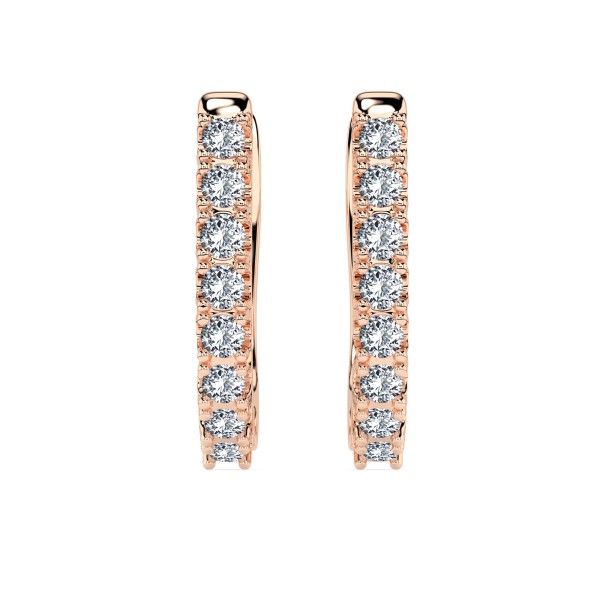 0,32 Karat Diamant Creolen, Rotgold 585 / 14 Karat, Gewicht ca. 1.7 g.