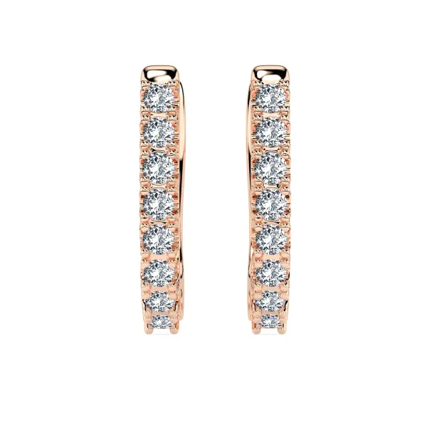 0,32 Karat Diamant Creolen, Rotgold 585 / 14 Karat, Gewicht ca. 1.7 g.