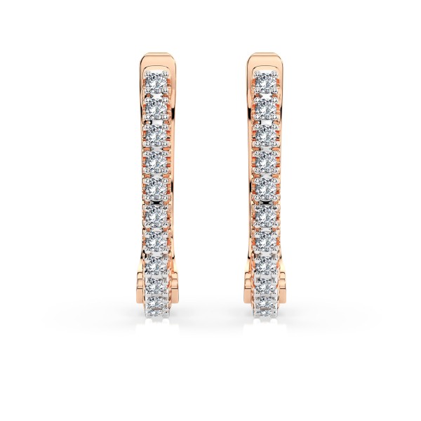 0,18 Karat Diamant Creolen, Rotgold 585 / 14 Karat, Gewicht ca. 1.5 g.