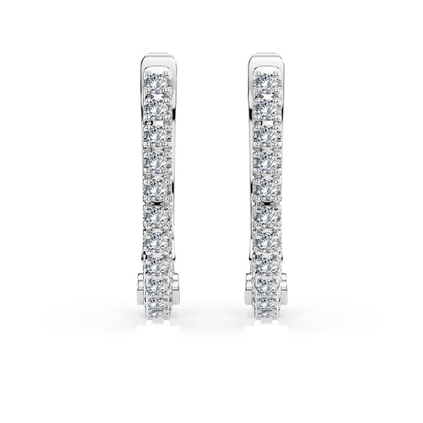 0,18 Karat Diamant Creolen, Weißgold 585 / 14 Karat, Gewicht ca. 1.5 g.