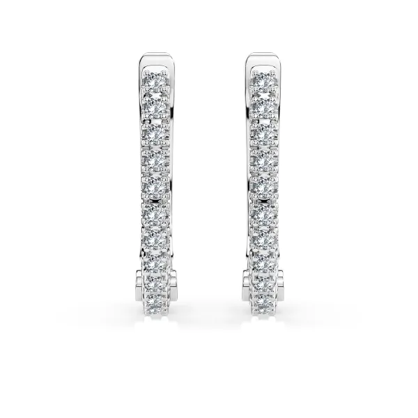 0,18 Karat Diamant Creolen, Weißgold 585 / 14 Karat, Gewicht ca. 1.5 g.