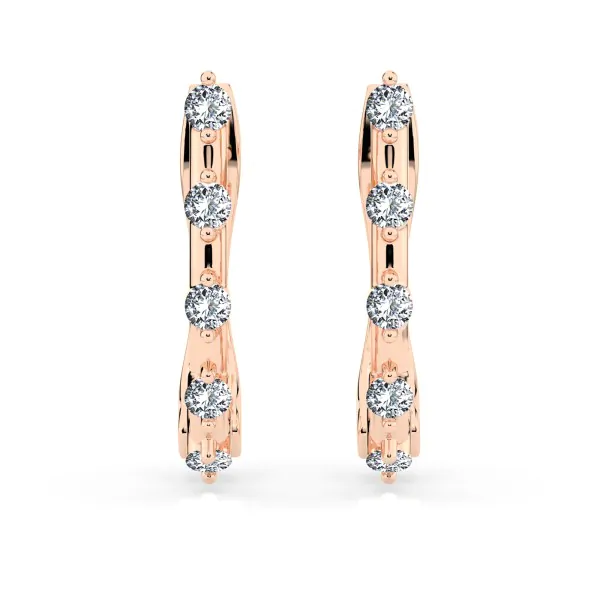 0,2 Karat Diamant Creolen, Rotgold 585 / 14 Karat, Gewicht ca. 1.6 g.