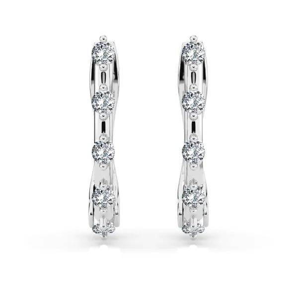 0,2 Karat Diamant Creolen, Weißgold 585 / 14 Karat, Gewicht ca. 1.6 g.