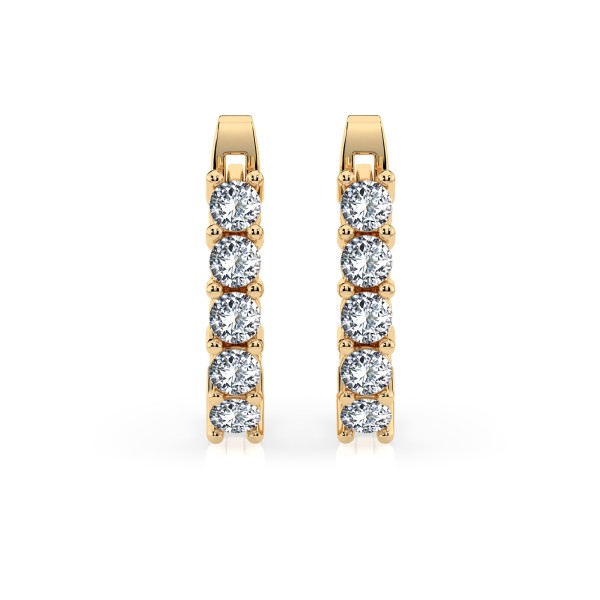 0,6 Karat Diamant Creolen, Gelbgold 585 / 14 Karat, Gewicht ca. 2.2 g.