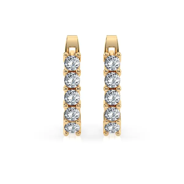 0,6 Karat Diamant Creolen, Gelbgold 585 / 14 Karat, Gewicht ca. 2.2 g.