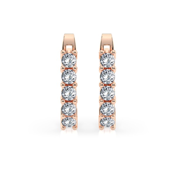 0,6 Karat Diamant Creolen, Rotgold 585 / 14 Karat, Gewicht ca. 2.2 g.