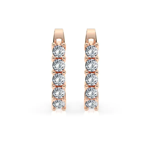 0,6 Karat Diamant Creolen, Rotgold 585 / 14 Karat, Gewicht ca. 2.2 g.