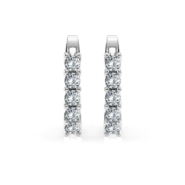 0,6 Karat Diamant Creolen, Weißgold 585 / 14 Karat, Gewicht ca. 2.2 g.