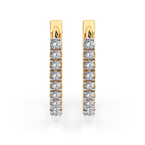 0,22 Karat Diamant Creolen, Gelbgold 585 / 14 Karat, Gewicht ca. 2 g.