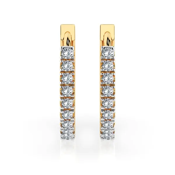 0,22 Karat Diamant Creolen, Gelbgold 585 / 14 Karat, Gewicht ca. 2 g.