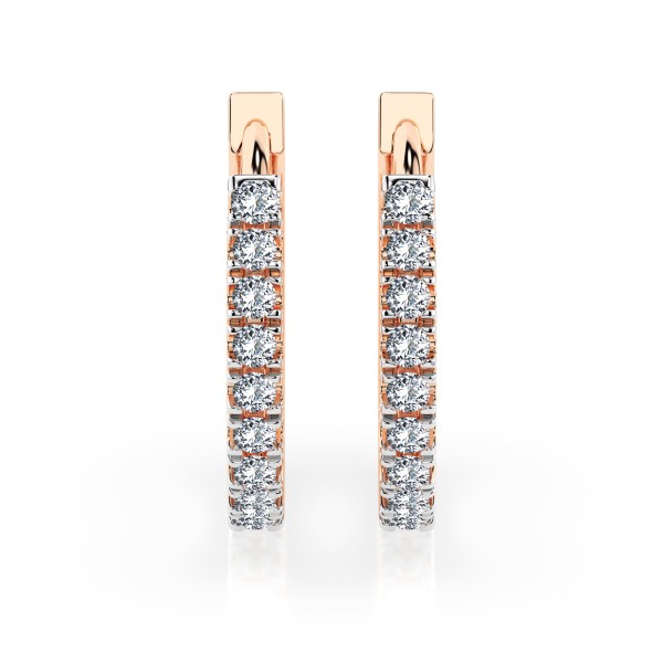 0,22 Karat Diamant Creolen, Rotgold 585 / 14 Karat, Gewicht ca. 2 g.