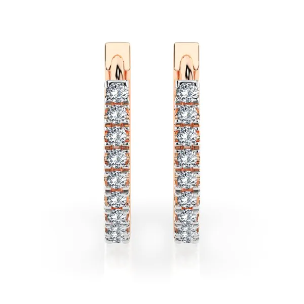 0,22 Karat Diamant Creolen, Rotgold 585 / 14 Karat, Gewicht ca. 2 g.